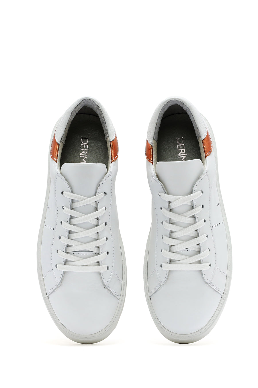 Women's White Lace-Up Leather Sneaker
