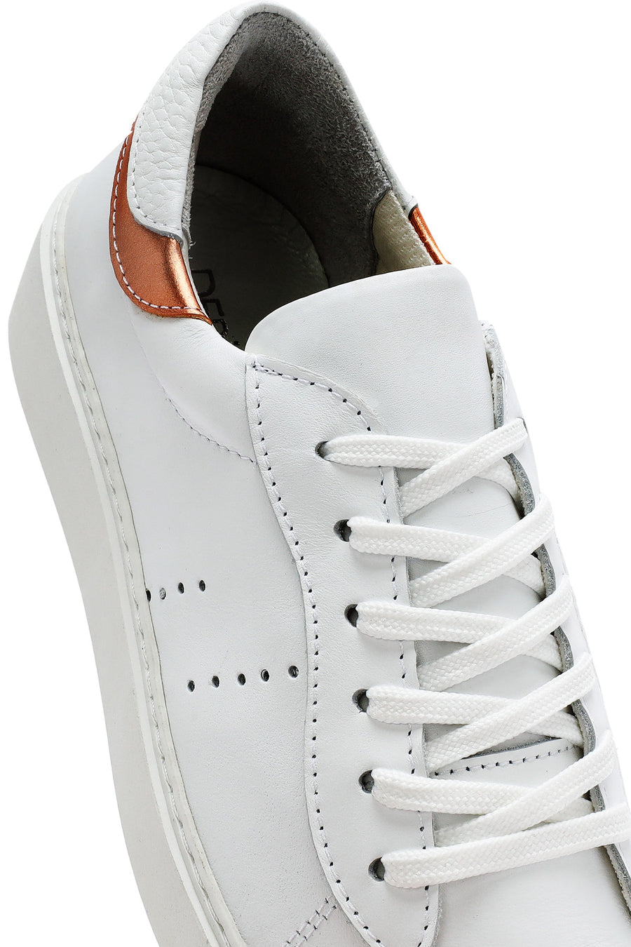 Women's White Lace-Up Leather Sneaker