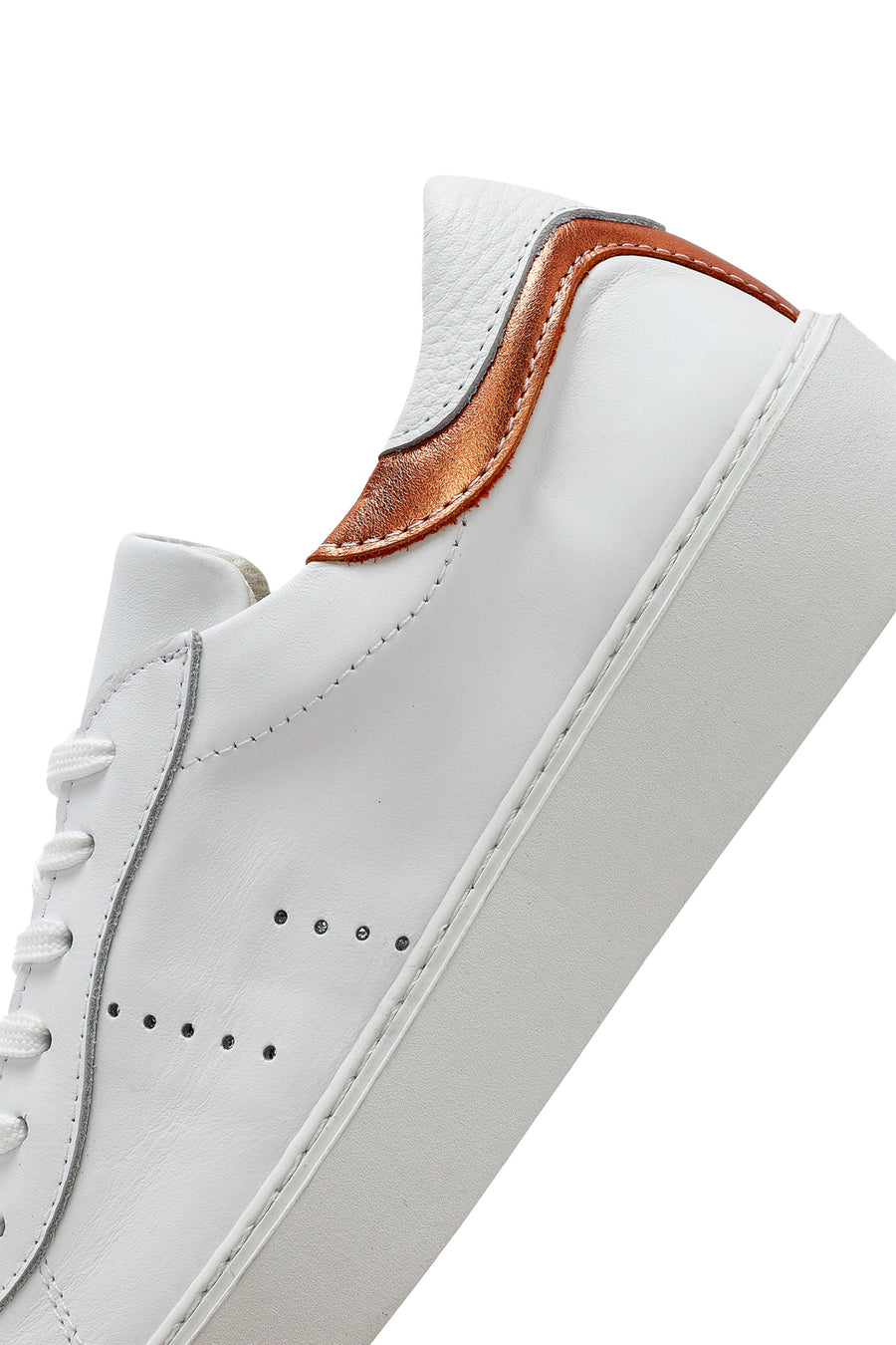 Women's White Lace-Up Leather Sneaker