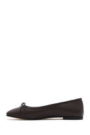 Derimod Flex Women's Brown Bowknot Leather Ballerinas | Derimod