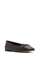 Derimod Flex Women's Brown Bowknot Leather Ballerinas | Derimod