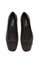 Derimod Flex Women's Brown Bowknot Leather Ballerinas | Derimod