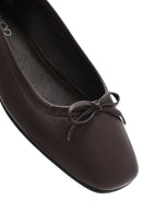 Derimod Flex Women's Brown Bowknot Leather Ballerinas | Derimod