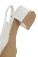 Kadın Bej Arkası Açık Kalın Kısa Topuklu Deri Ayakkabı | Derimod