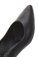 Women's Black Slingback Thick Low Heel Leather Shoes | Derimod