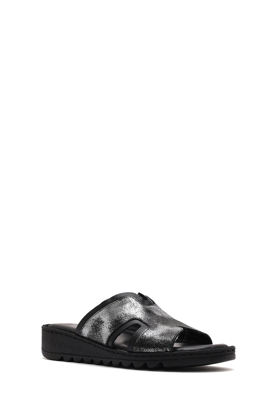 Women's Black Leather Comfort Slippers