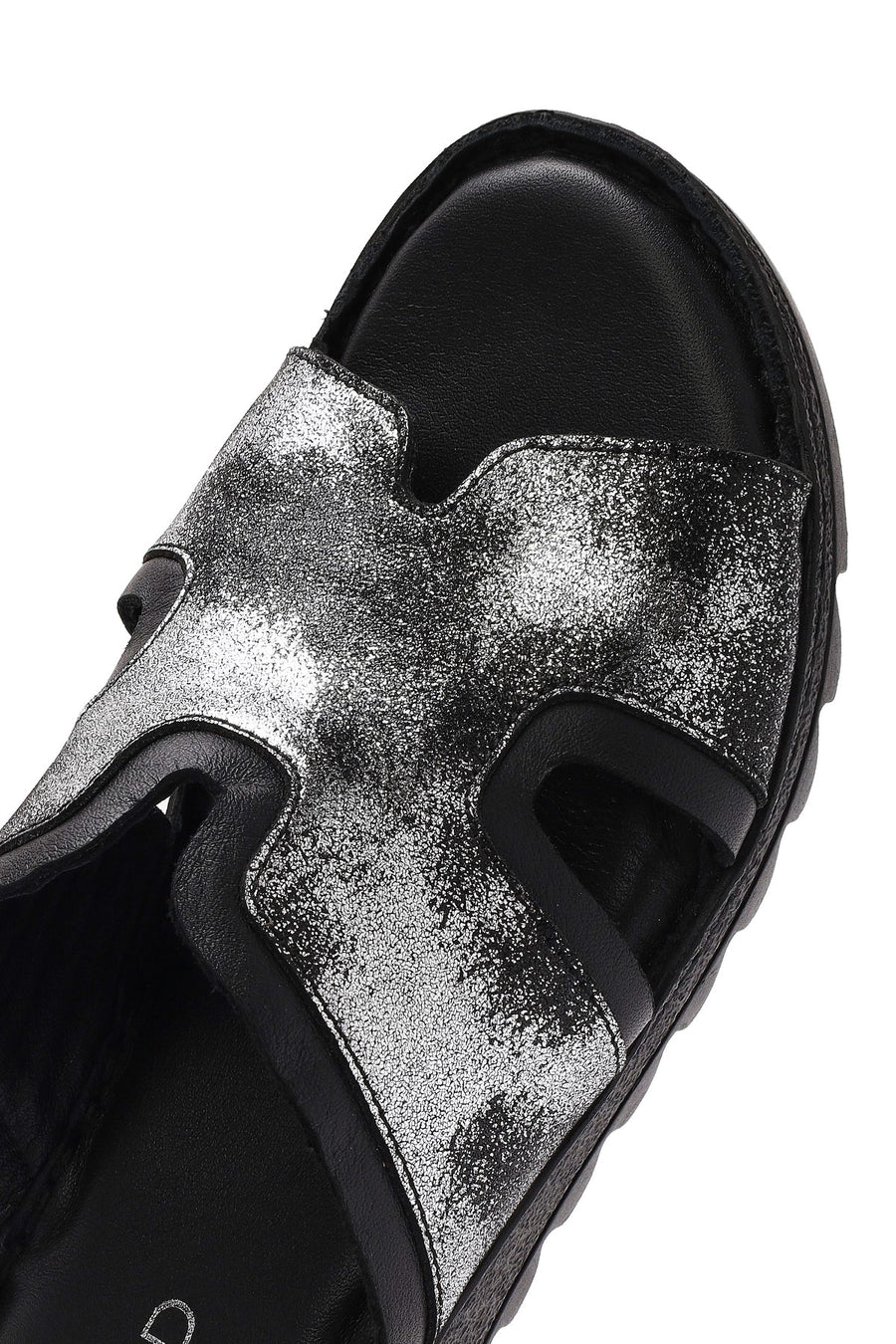 Women's Black Leather Comfort Slippers