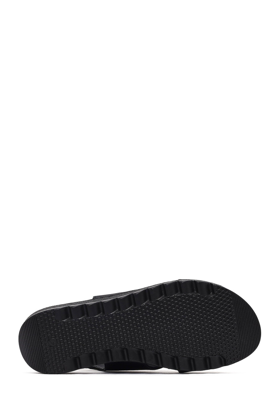 Women's Black Buckled Leather Comfort Sandal
