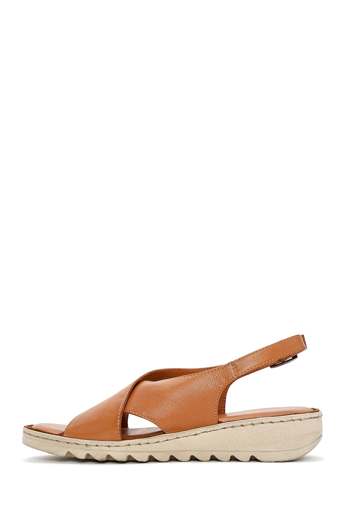 Kadın Taba Tokalı Deri Comfort Sandalet