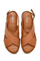 Kadın Taba Tokalı Deri Comfort Sandalet | Derimod