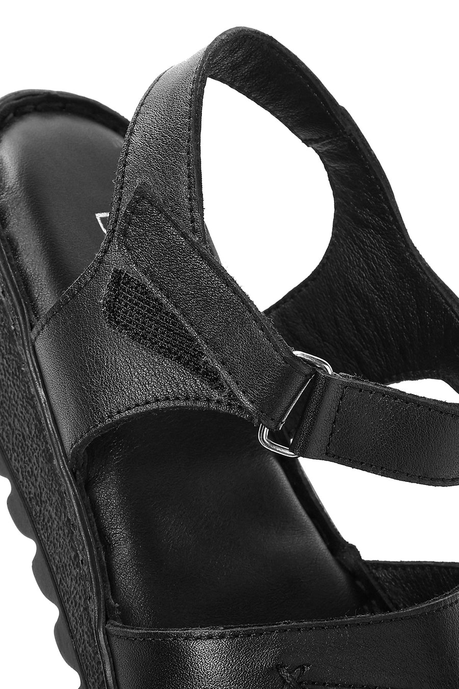 Women's Black Ankle Strap Comfort Leather Sandals