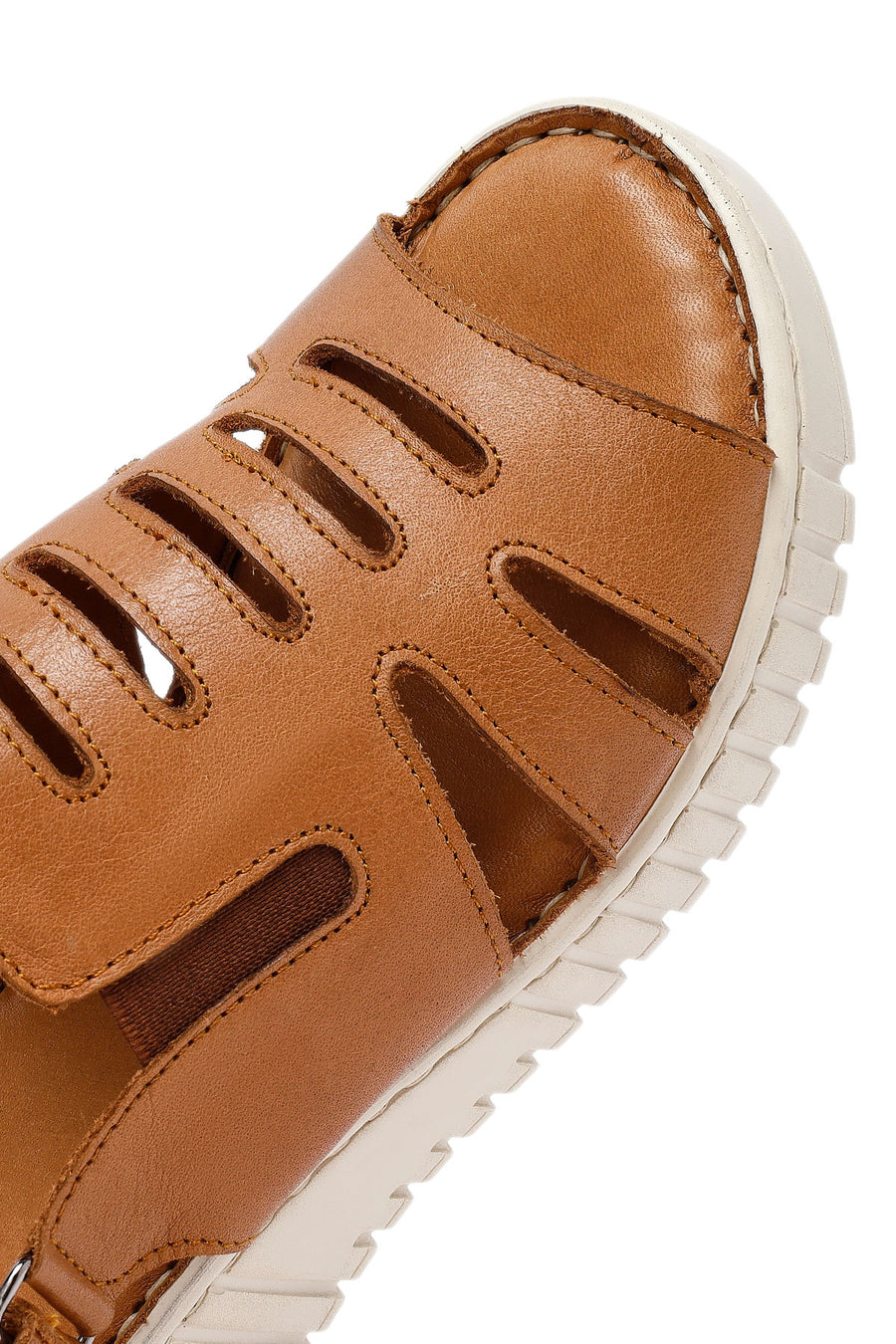Women's Brown Thick Soled Leather Comfort Sandals