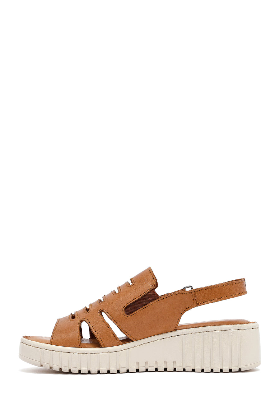 Women's Brown Thick Soled Leather Comfort Sandals