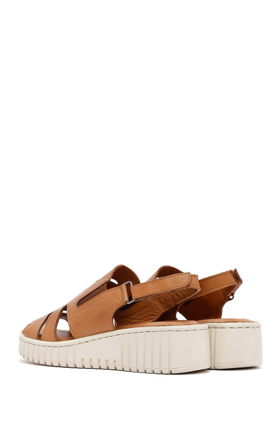 Women's Brown Thick Soled Leather Comfort Sandals