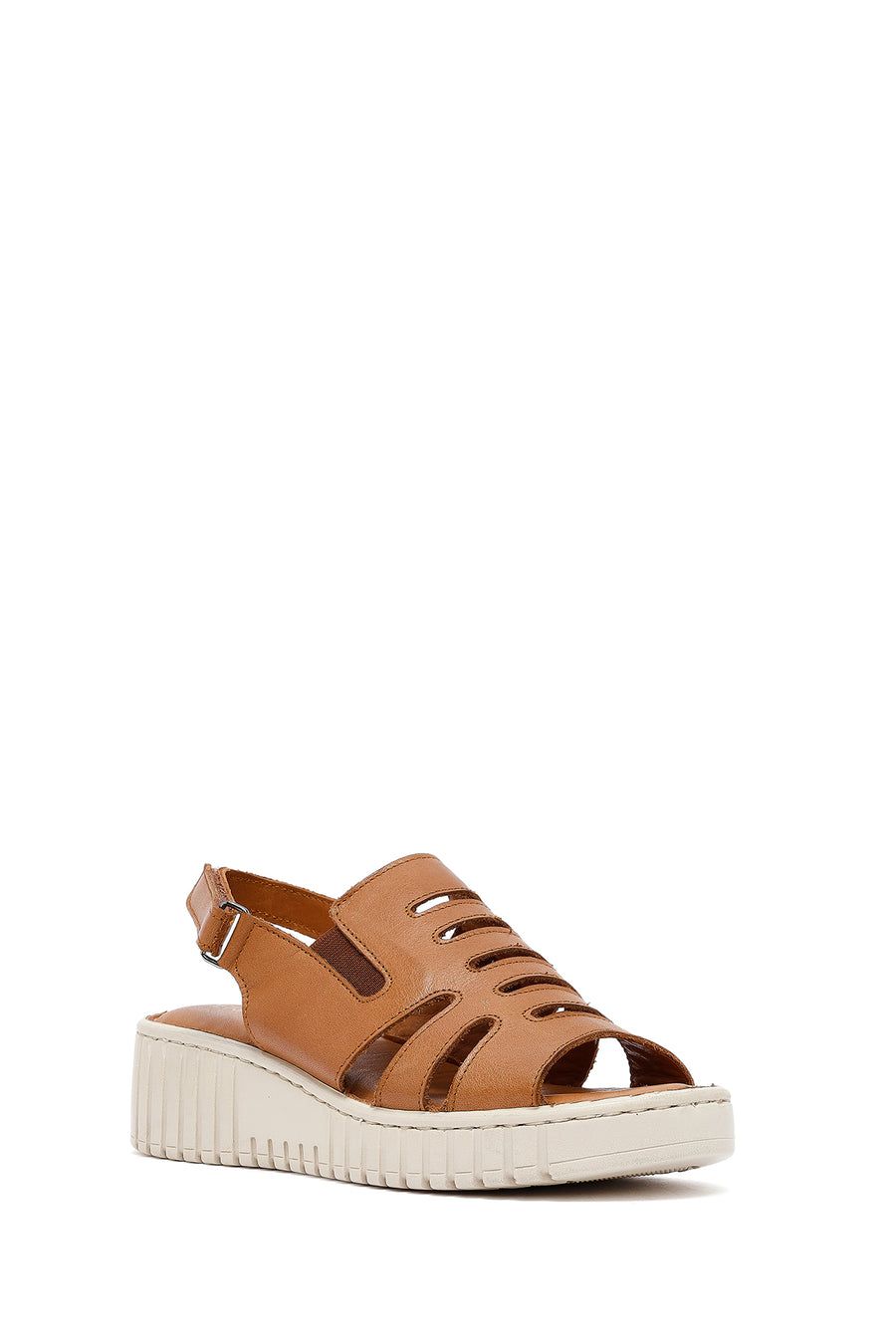 Women's Brown Thick Soled Leather Comfort Sandals