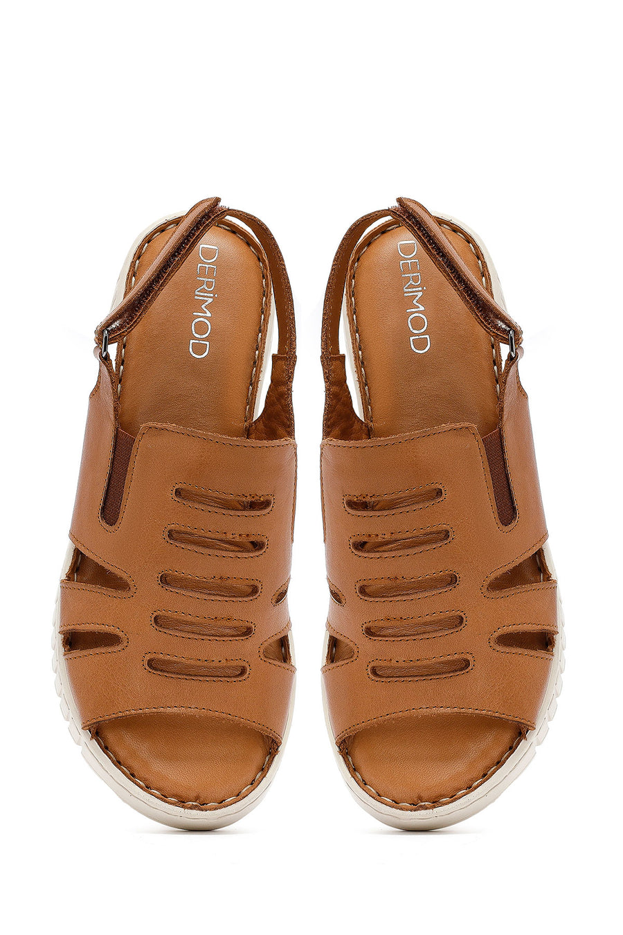 Women's Brown Thick Soled Leather Comfort Sandals