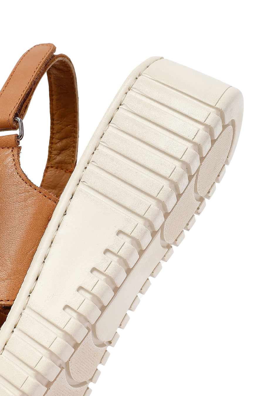 Women's Brown Thick Soled Leather Comfort Sandals
