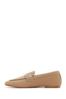 Women's Beige Leather Loafer | Derimod