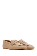 Women's Beige Leather Loafer | Derimod