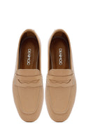 Women's Beige Leather Loafer | Derimod