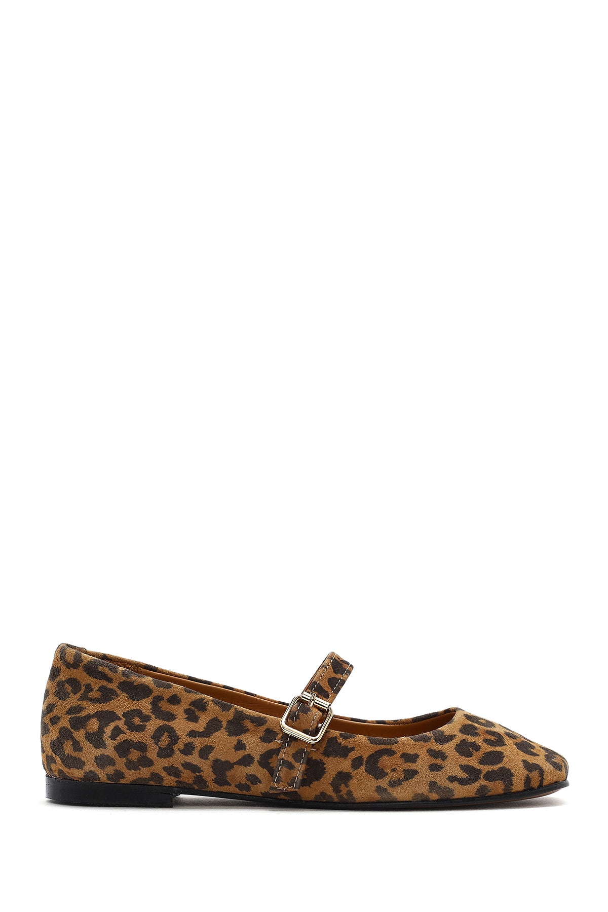 Women's Leopard Strap Leather Ballerina 25SFD420110 | Derimod