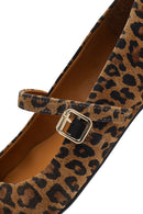 Women's Leopard Strap Leather Ballerina | Derimod