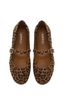 Women's Leopard Strap Leather Ballerina | Derimod