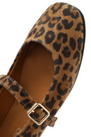 Women's Leopard Strap Leather Ballerina | Derimod