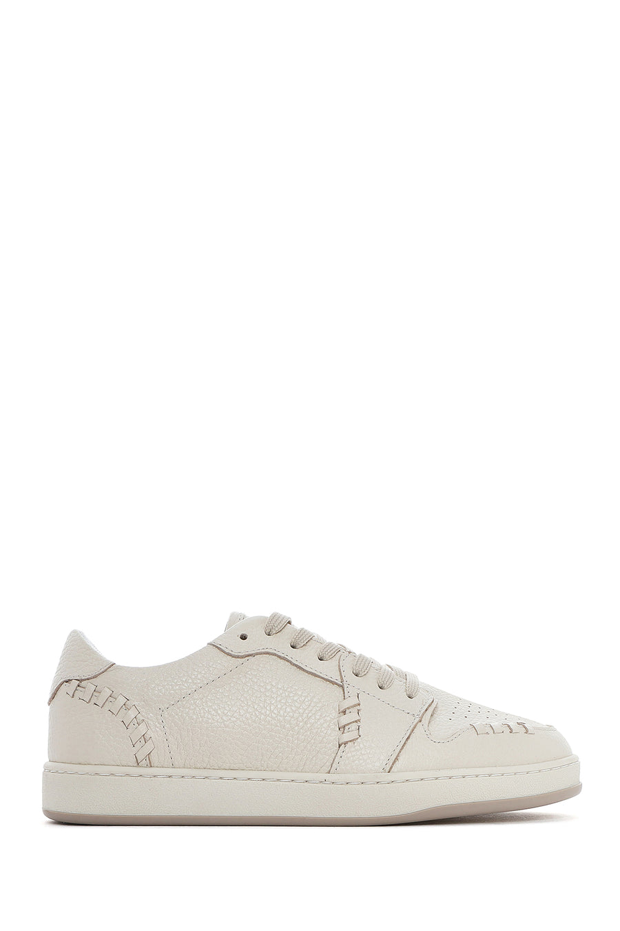 Women's Cream Lace-Up Leather Sneakers 25SFD4203FT | Derimod