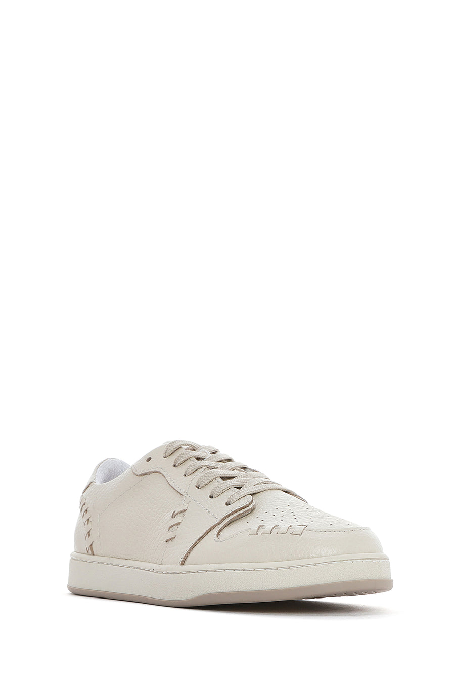 Women's Cream Lace-Up Leather Sneakers