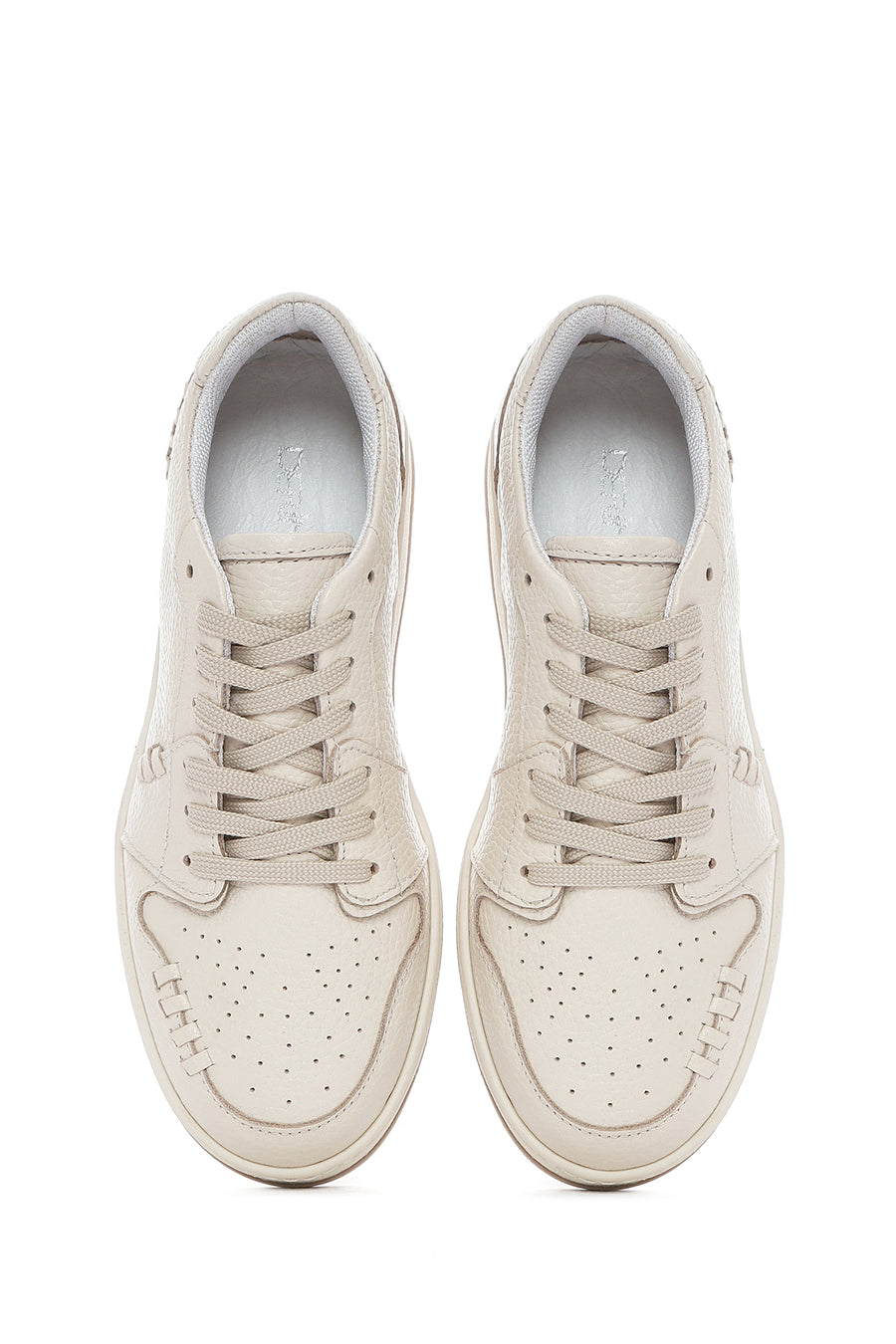 Women's Cream Lace-Up Leather Sneakers