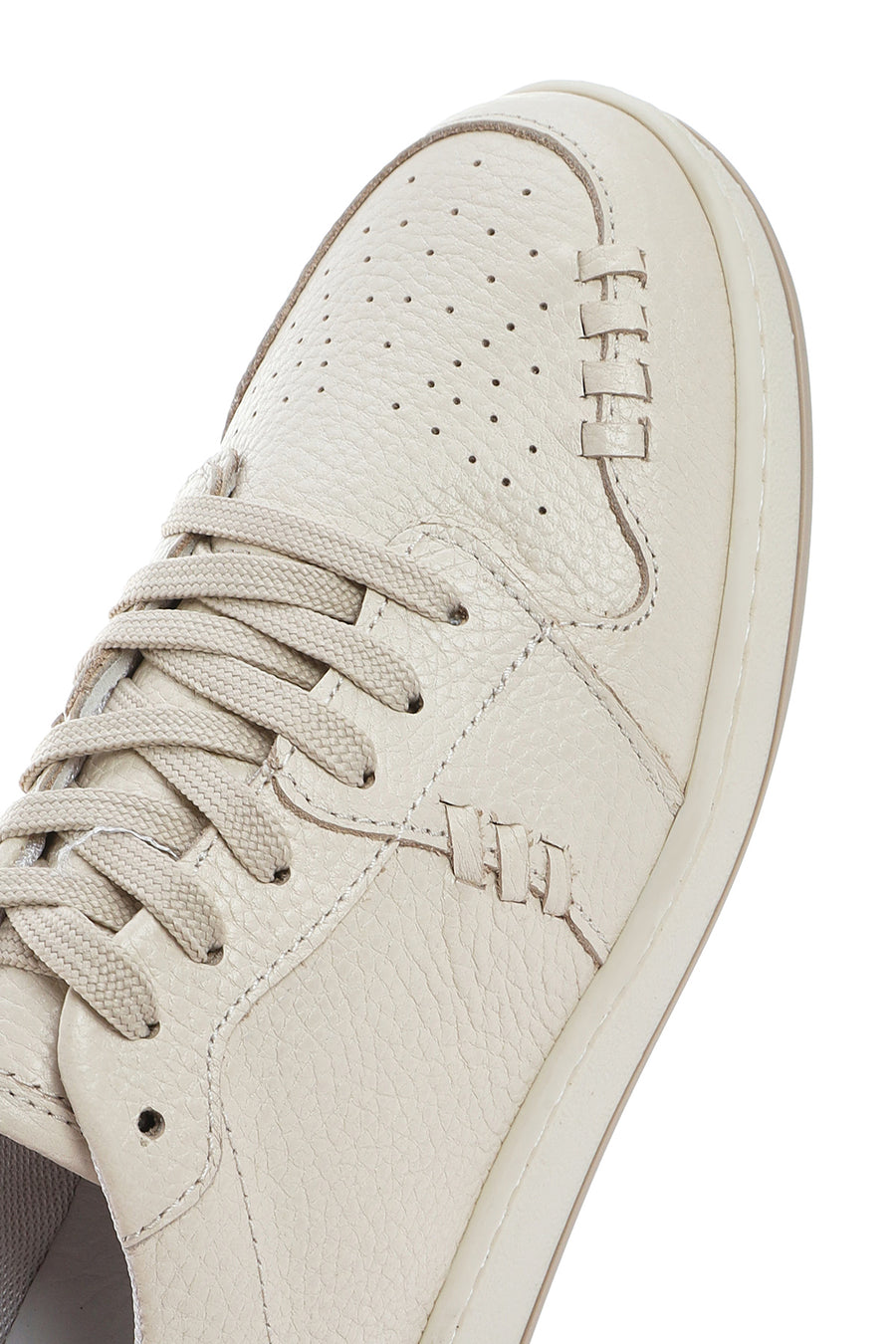 Women's Cream Lace-Up Leather Sneakers
