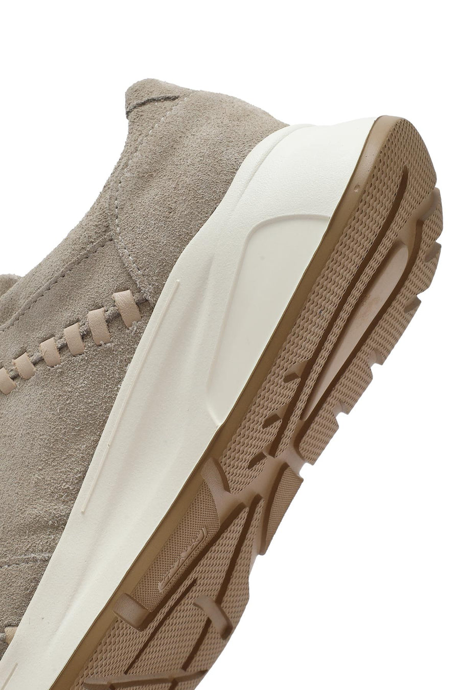 Women's Beige Lace-Up Chunky Sole Suede Leather Sneakers