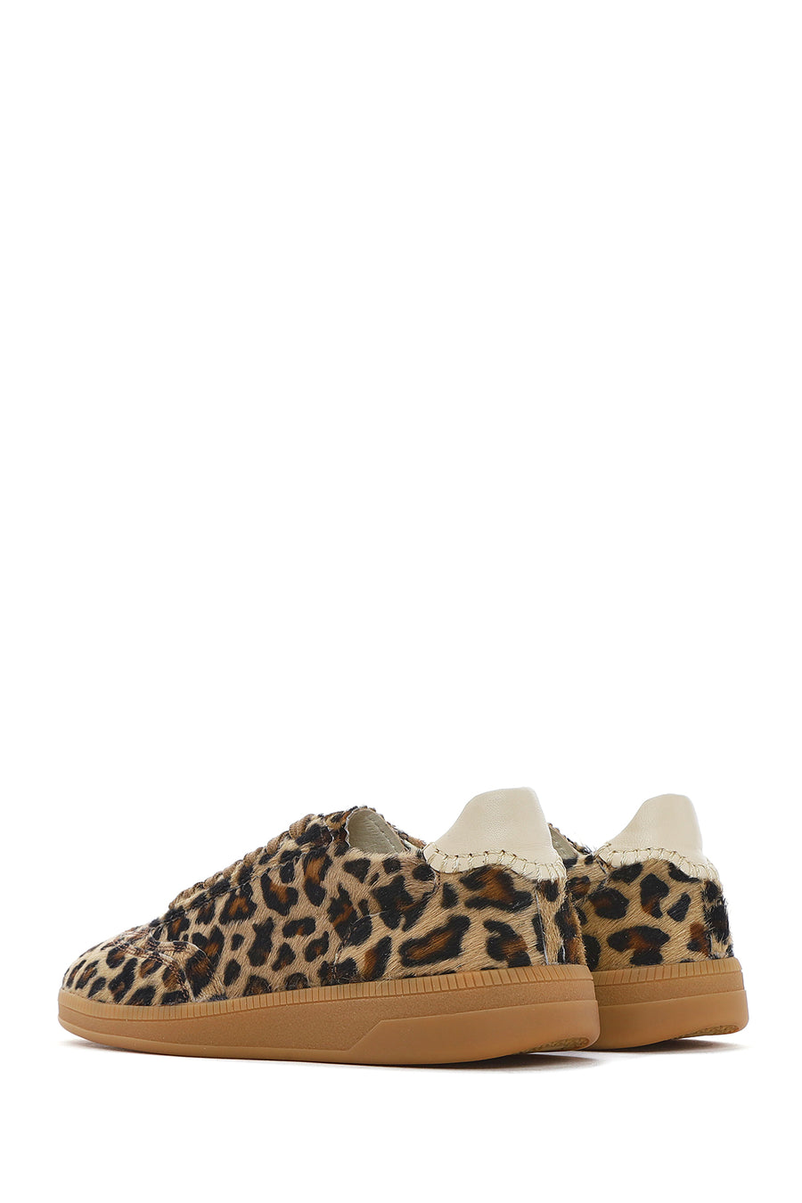 Women's Leopard Lace-Up Leather Sneakers