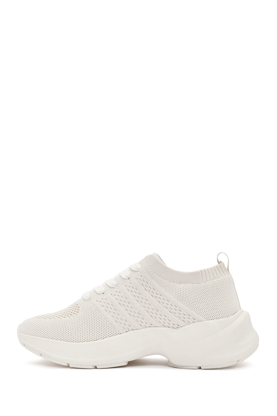 Derimod Zero Women's Beige Lace-Up Thick-Sole Sneakers