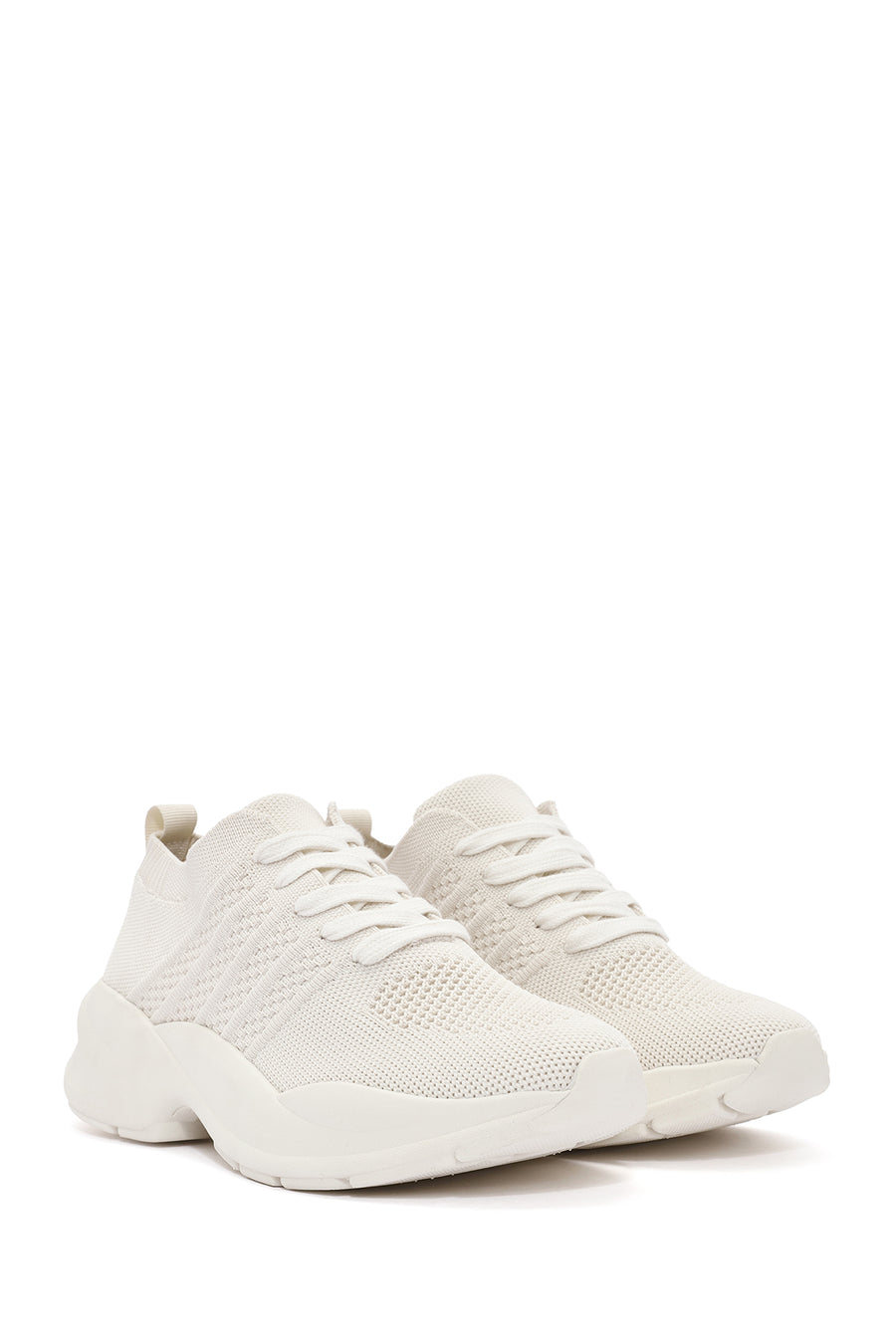 Derimod Zero Women's Beige Lace-Up Thick-Sole Sneakers