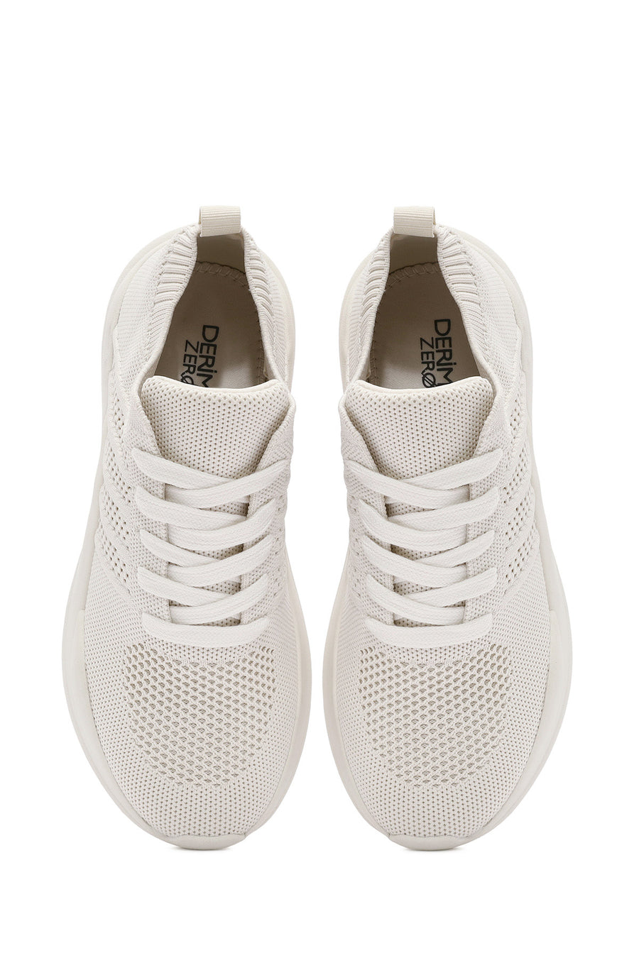 Derimod Zero Women's Beige Lace-Up Thick-Sole Sneakers