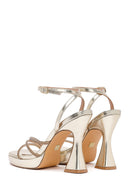 Kadın Altın Bilekten Bağlamalı Kalın Yüksek Topuklu Abiye Sandalet | Derimod