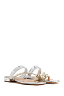 Woman Silver Stone Metallic Slippers | Derimod