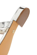 Woman Silver Stone Metallic Slippers | Derimod