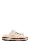 Women's Beige Thick Soled Knitted Slippers | Derimod