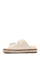 Women's Beige Thick Soled Knitted Slippers | Derimod
