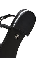 Women's Black Stone Toe-Post Sandals | Derimod