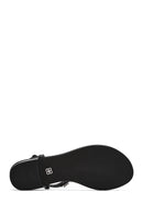 Women's Black Stone Toe-Post Sandals | Derimod