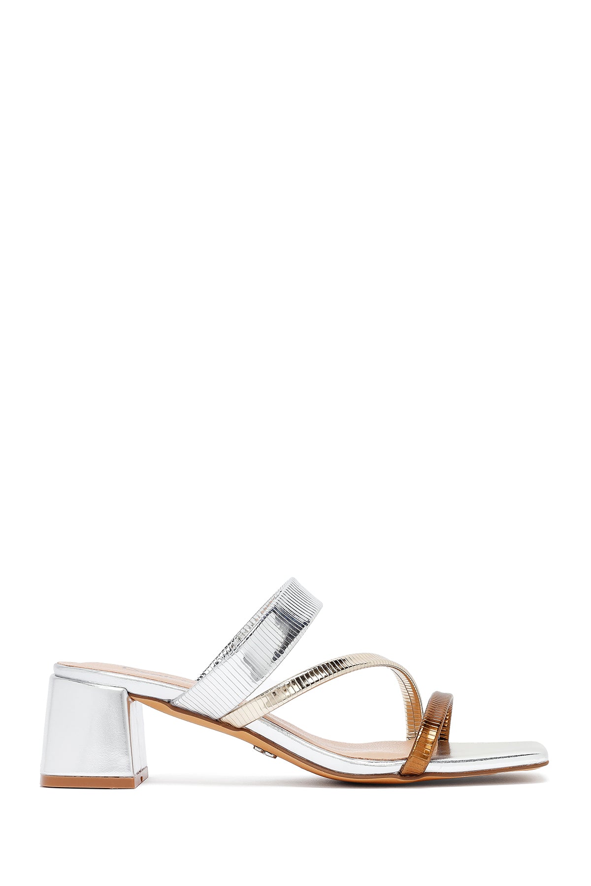 Kadın Bronz Kısa Kalın Topuklu Metalik Terlik 25SFD442432 | Derimod