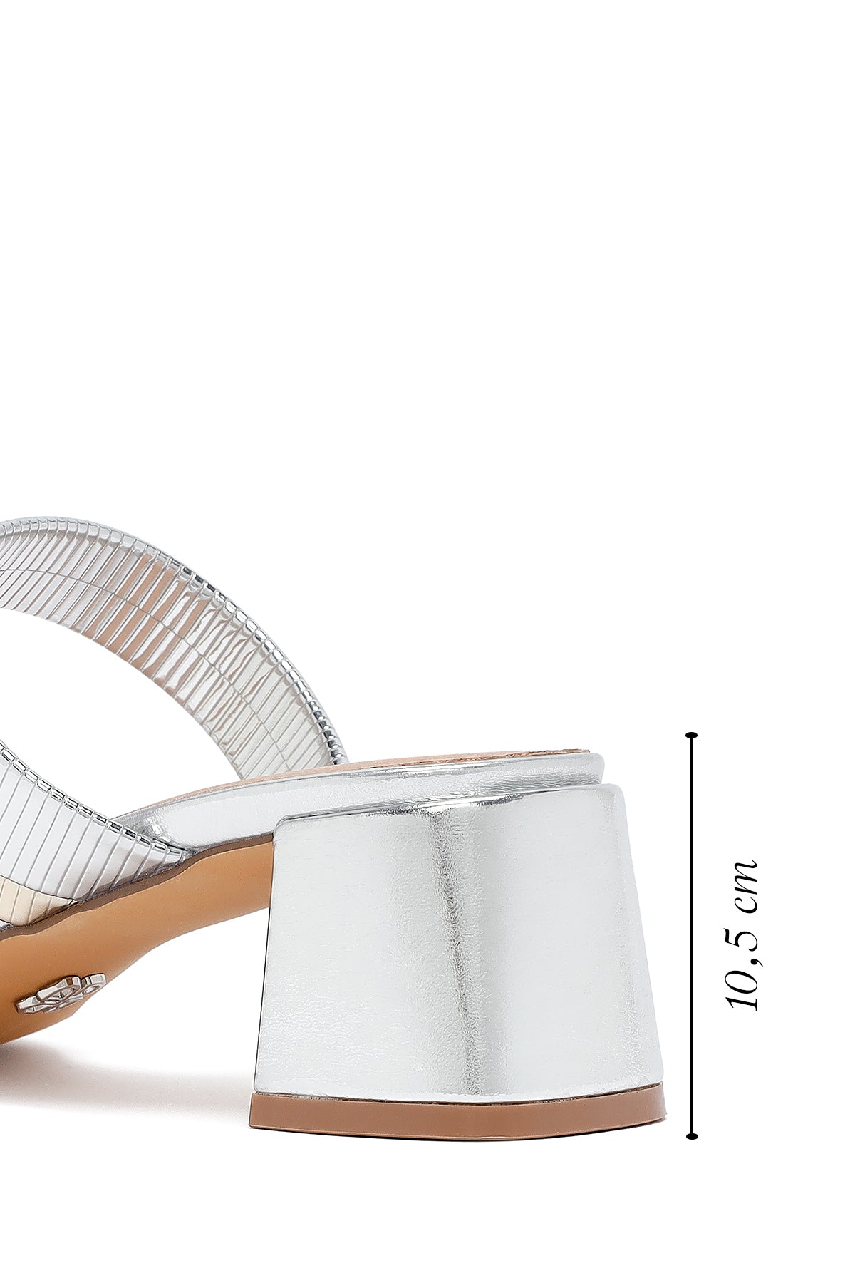 Kadın Bronz Kısa Kalın Topuklu Metalik Terlik