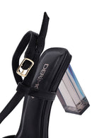 Kadın Siyah Tokalı Şeffaf Kalın Topuklu Sandalet | Derimod