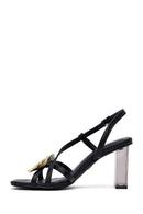 Kadın Siyah Tokalı Şeffaf Kalın Topuklu Sandalet | Derimod