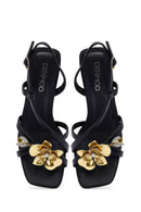 Kadın Siyah Tokalı Şeffaf Kalın Topuklu Sandalet | Derimod