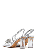 Women's Silver Buckled Ankle Strap Chunky Heel Metallic Sandals | Derimod